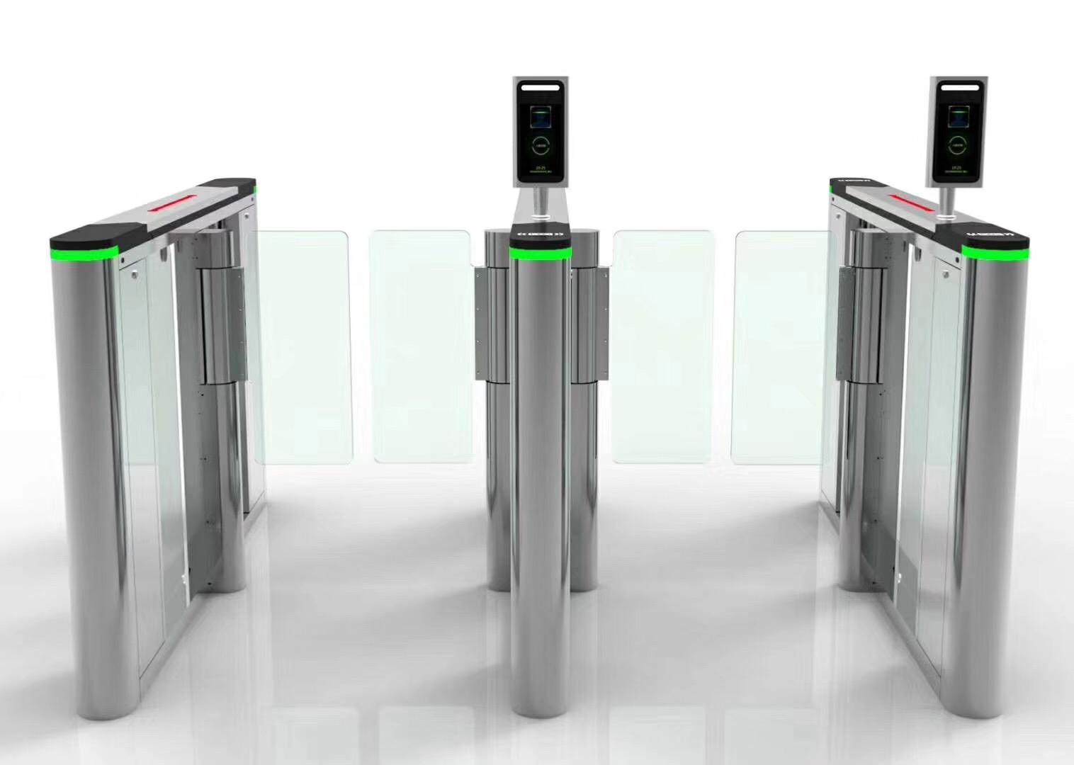 Installation of Baroxon Ba-Y002 automatic speedlane turnstile gate with premium tempered glass in luxury office building lobby Singapore