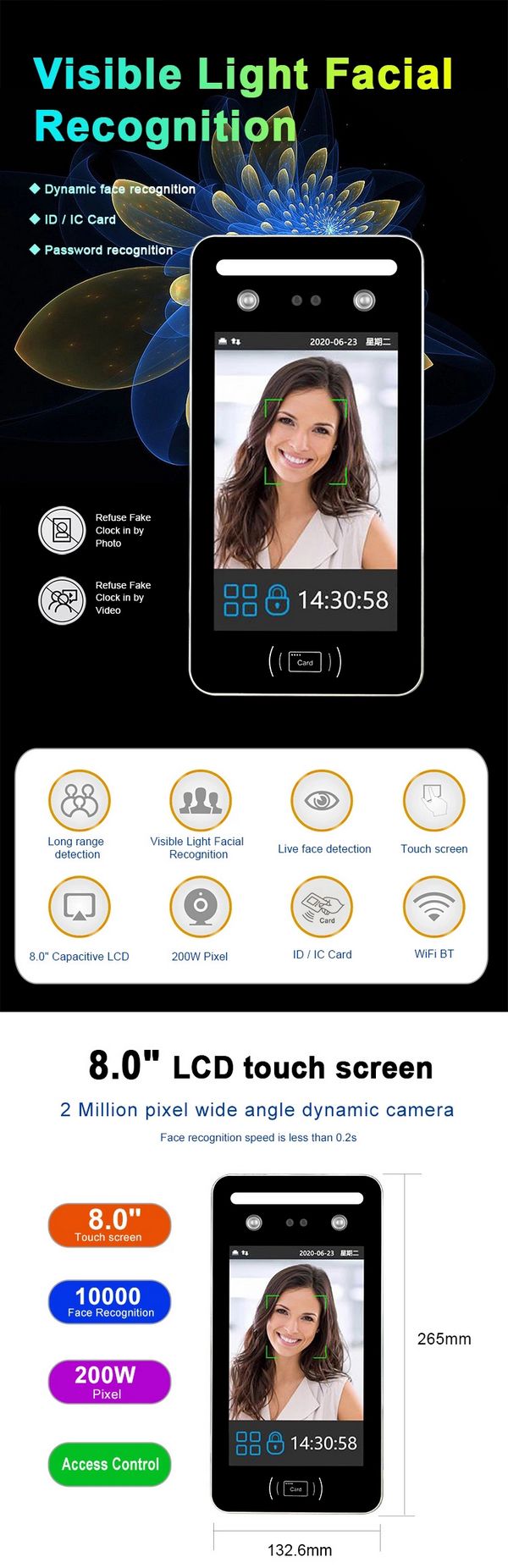 Baroxon biometric facial detection terminal for secure commercial office entry in Singapore