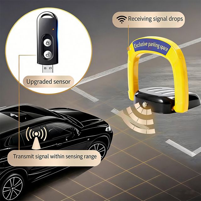 Anti-collision automatic motor bollard for commercial parking lot perimeter protection