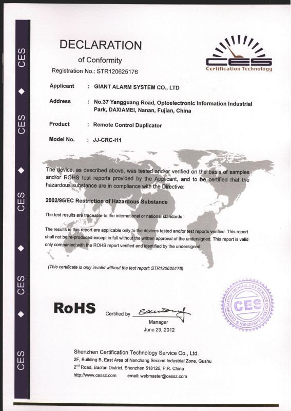 Global certification for electric door automation devices