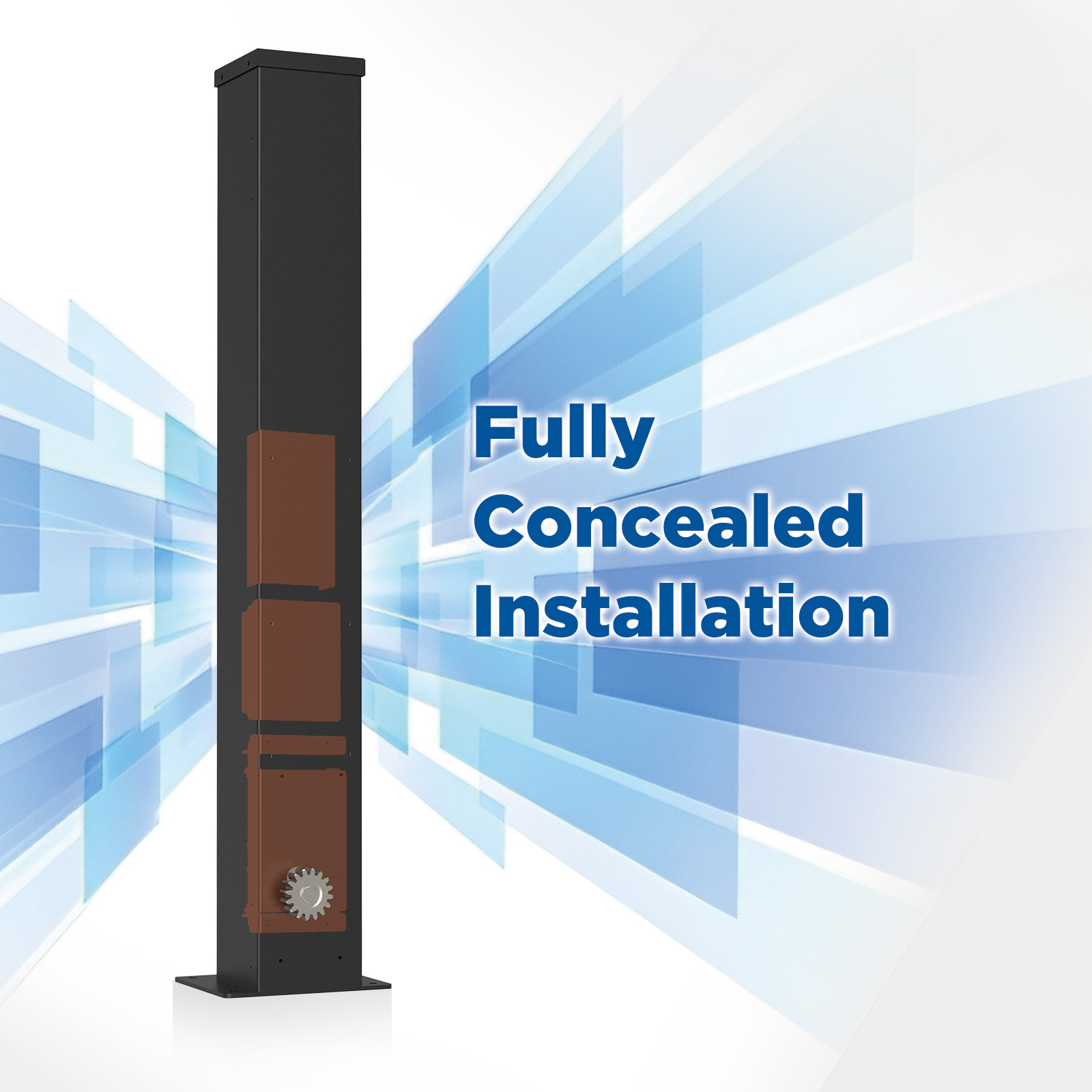 Complete hidden autogate hardware kit for modern architectural applications