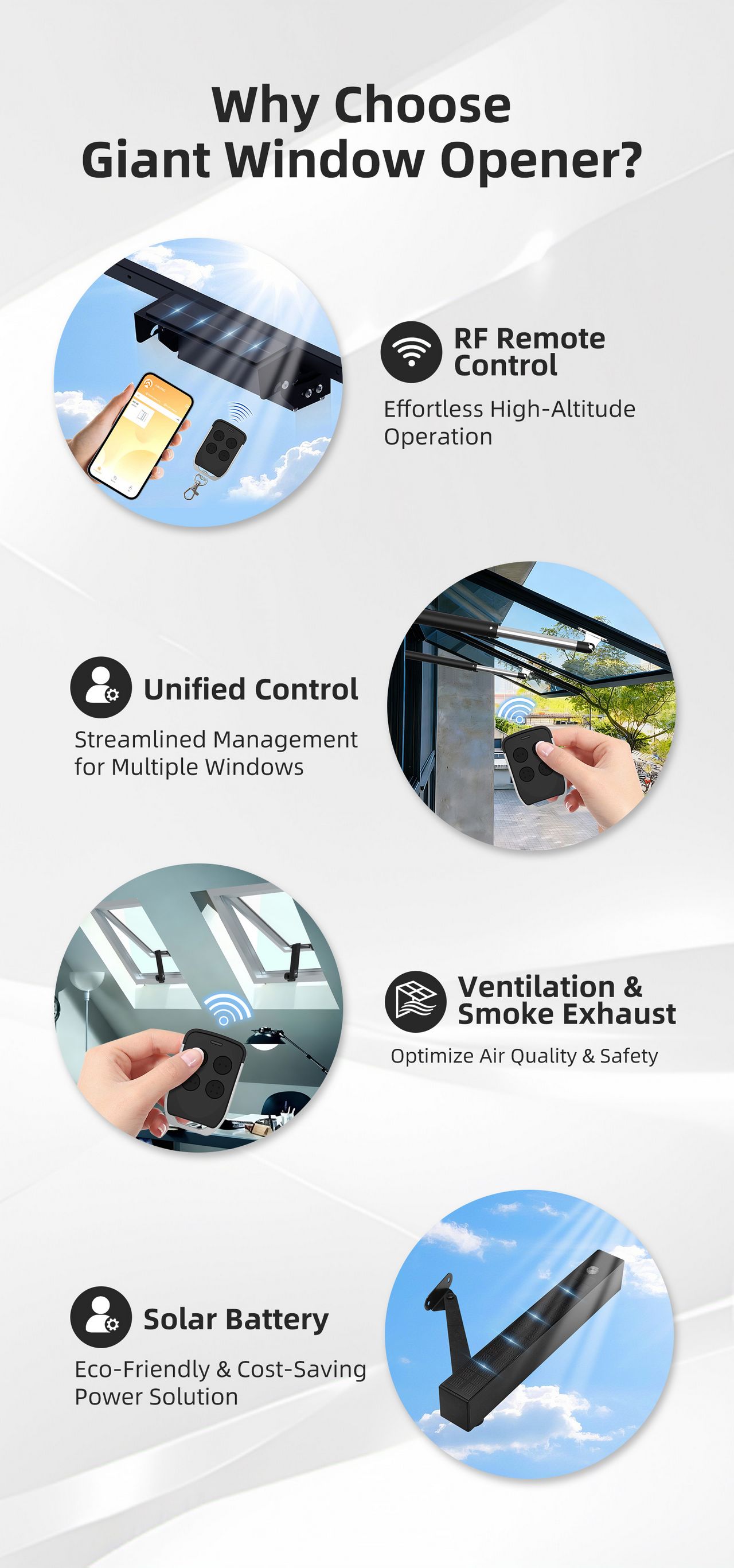 Ready-to-ship kit of lithium-powered automatic window openers from Shandong factory warehouse